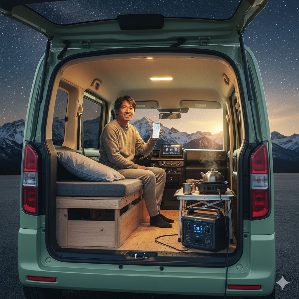 N-VAN e:車中泊の空間とエアコン・電池の活用法